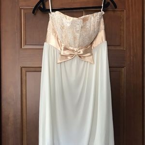Jessica Mcclintock Gunne Sax Strapless Retro Prom Dress Gold Cream Dress Size 11